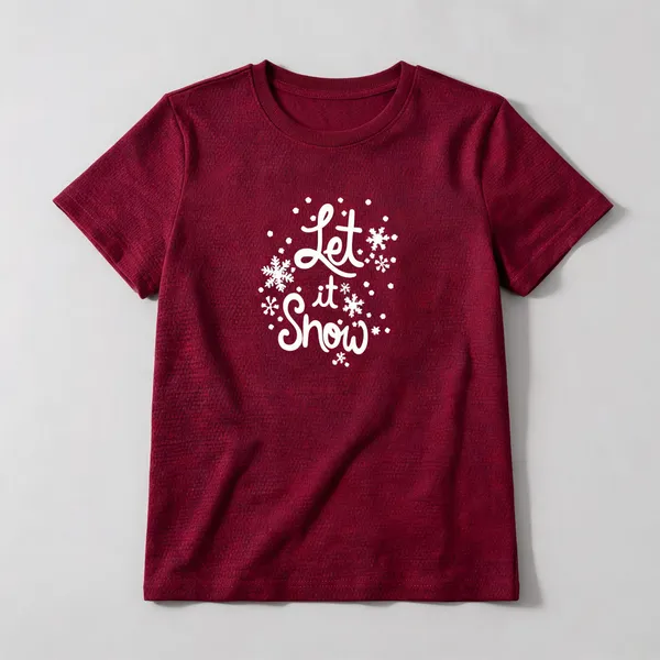 Maroon_Jacquard_Typography_Print_T-Shirt_For_Women