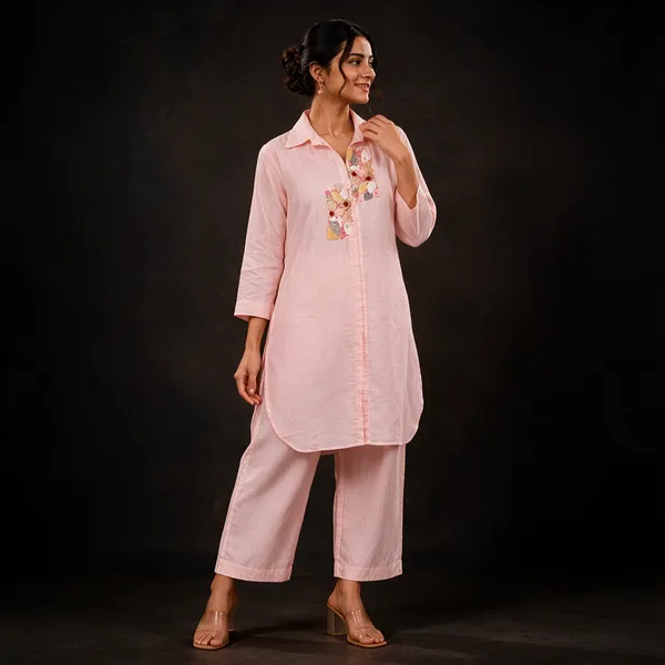 Pink_Tissue_Straight_Floral_Embellished_Kurta_Palazzo_Co-ord_Set_For_Women