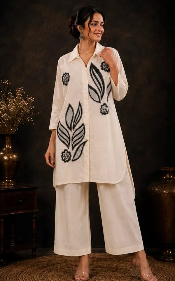 Cream_Cotton_Embroidered_Kurta_Palazzo_Co-ord_Set_For_Women
