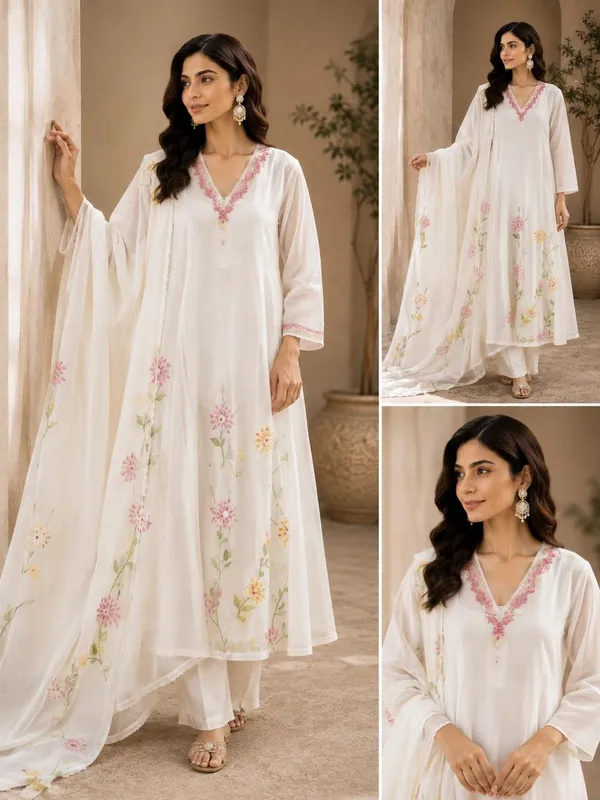 White_Mal_Chanderi_Anarkali_Embroidered_3_Piece_Suit_For_Women