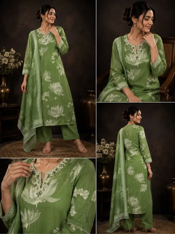 Green_Mal_Chanderi_Printed_Straight_Kurta_3_Piece_Suit_For_Women
