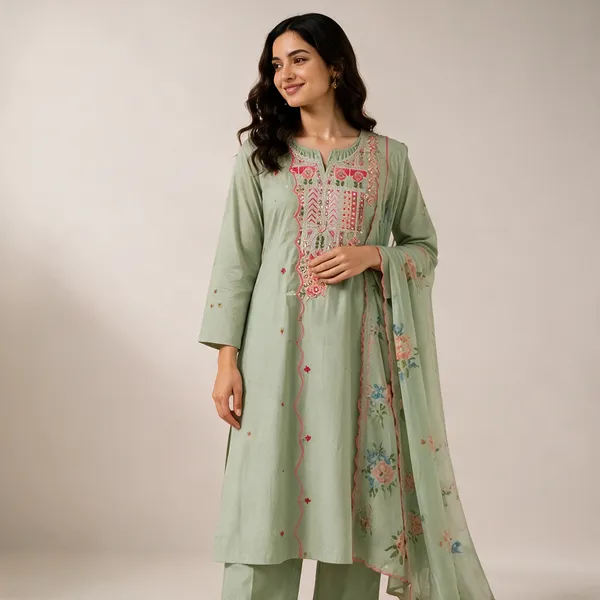 Sage_Green_Mal_Chanderi_Straight_Kurta_3_Piece_Suit_For_Women