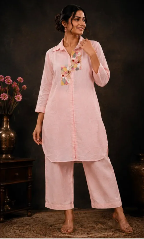 Pink_Tissue_Straight_Floral_Embellished_Kurta_Palazzo_Co-ord_Set_For_Women