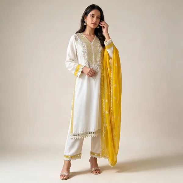 White_Yellow_Tissue_Shimmer_Straight_Embroidered_3_Piece_Suit_For_Women