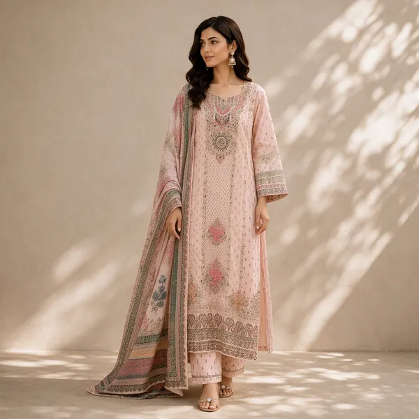Pastel_Pink_Poly_Chiffon_Printed_Straight_Kurta_3_Piece_Suit_For_Women