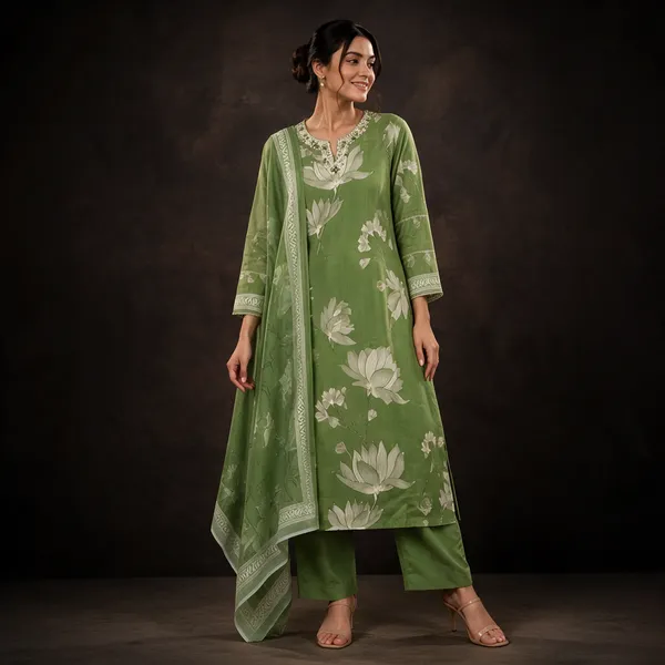 Green_Mal_Chanderi_Printed_Straight_Kurta_3_Piece_Suit_For_Women