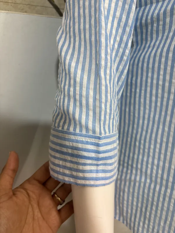 Blue_Striped_3/4_Sleeve_Shirt
