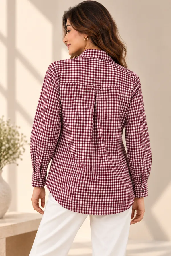 CLARET_ROUND_COLLAR_CHECKERED_SHIRT_