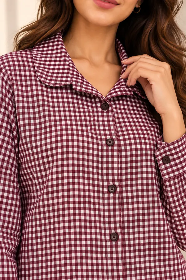 CLARET_ROUND_COLLAR_CHECKERED_SHIRT_