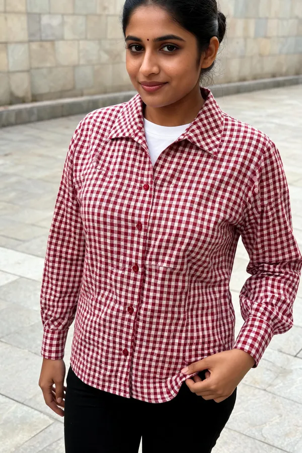 Red_White_Cotton_Regular_Fit_Gingham_Shirt_For_Women