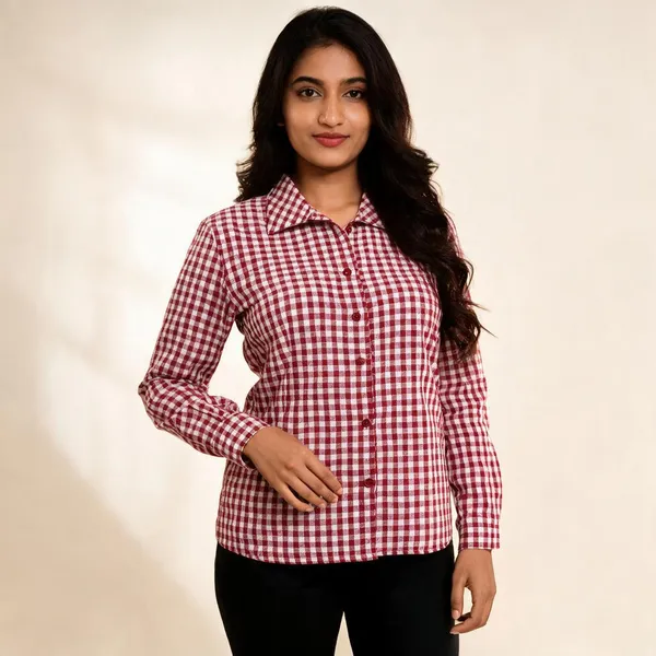 Red_White_Cotton_Regular_Fit_Gingham_Shirt_For_Women