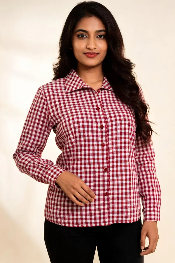 Red_White_Cotton_Regular_Fit_Gingham_Shirt_For_Women
