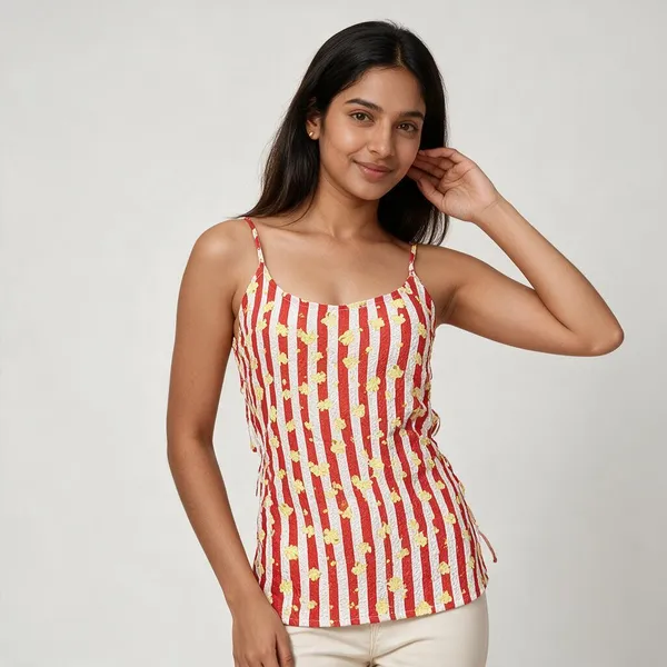 Red_And_White_Popcorn_Crinkled_Backless_Striped_Floral_Cami_Top_For_Women