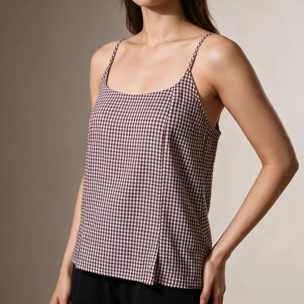 Brown_Cotton_Gingham_Cami_Top_For_Women