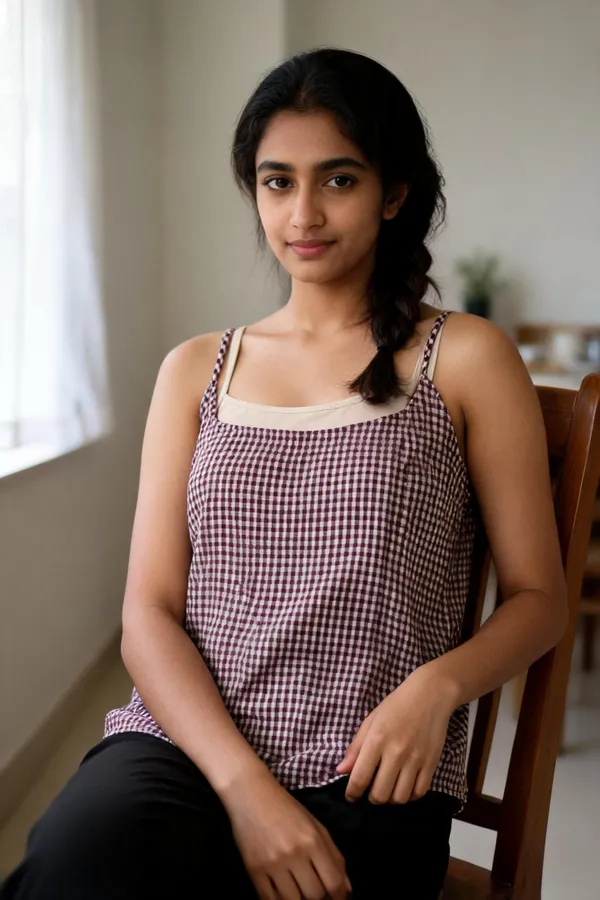 Brown_Cotton_Gingham_Cami_Top_For_Women