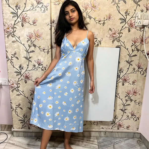Blue_Cotton_Rayon_Spaghetti_Strap_Daisy_Floral_Cami_Dress_For_Women