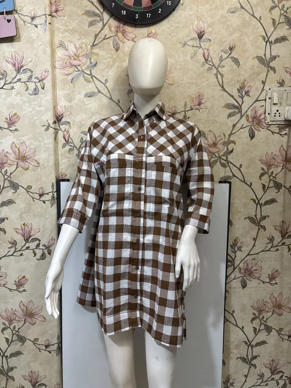 Brown_Checkered_Relaxed_Fit_Shirt_Dress