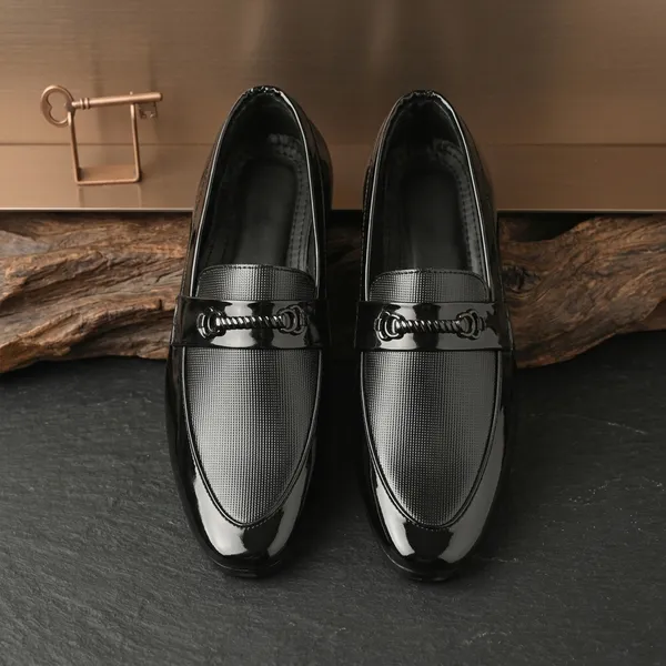 Black_Faux_Leather_Slip-On_Formal_Loafers_For_Men