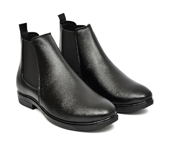 Black_Faux_Leather_Chelsea_Boots_For_Men