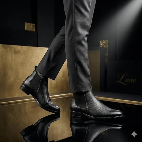 Black_Faux_Leather_Chelsea_Boots_For_Men