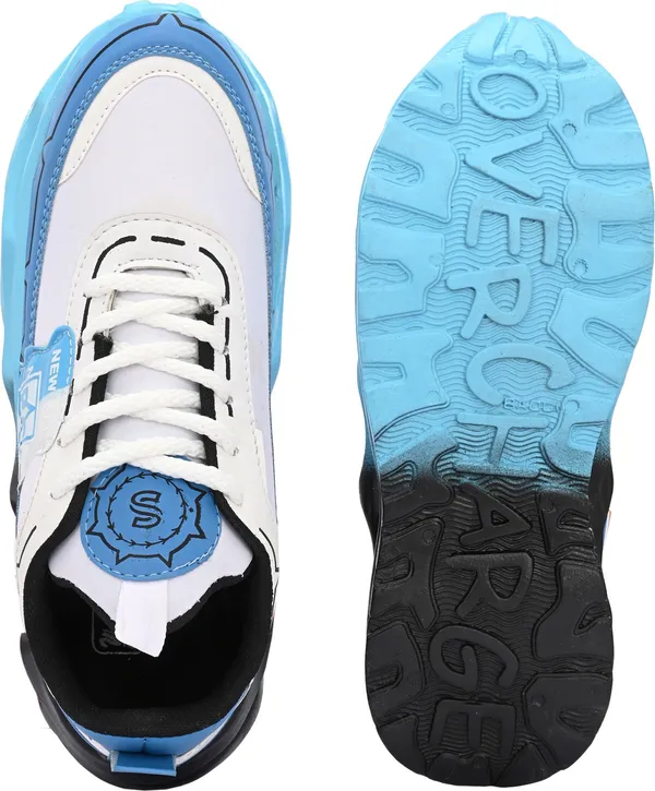 Blue_And_White_Mesh_Lace-Ups_Casual_Sneakers_For_Men