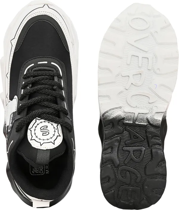 Black_And_White_Mesh_Lace-Ups_Casual_Sneakers_For_Men