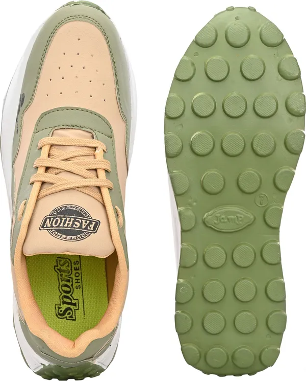 Green_And_Orange_Mesh_Lace-Ups_Casual_Sneakers_For_Men