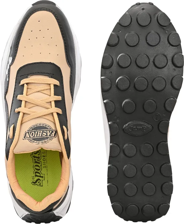 Black_And_Orange_Mesh_Lace-Ups_Casual_Sneakers_For_Men