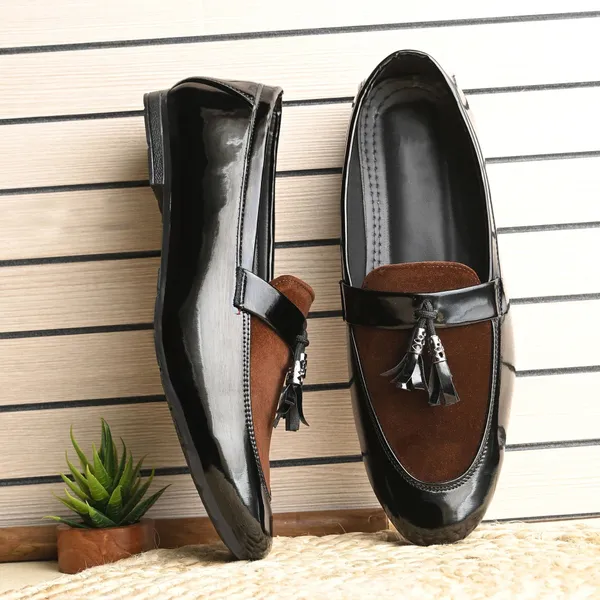 Black_And_Brown_Faux_Leather_Slip-On_Formal_Loafers_For_Men