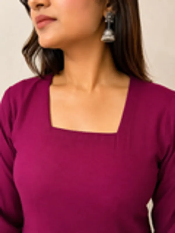 Women_S_Wine_Straight_Kurti_With_Square_Neck_Fringe_Trim_Bell_Sleeves