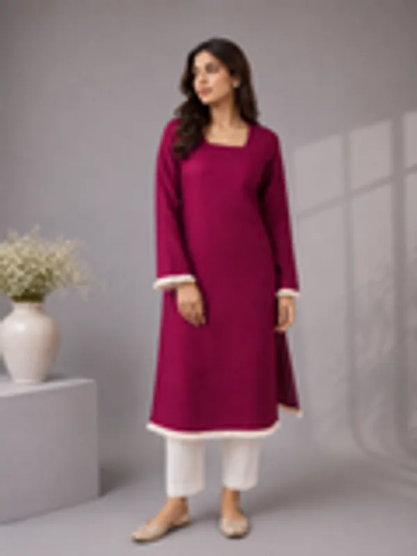 Women_S_Wine_Straight_Kurti_With_Square_Neck_Fringe_Trim_Bell_Sleeves