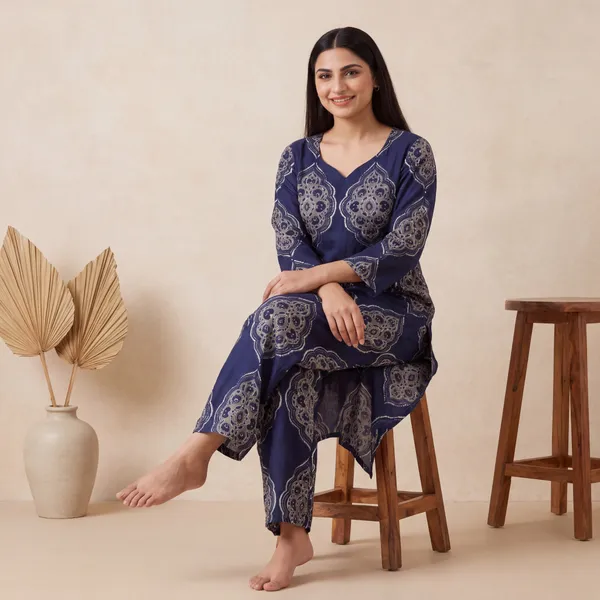 Navy_Blue_Printed_Kurta_Set_for_Women