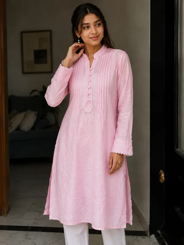 Pink_Rayon_Straight_Kurta_For_Women