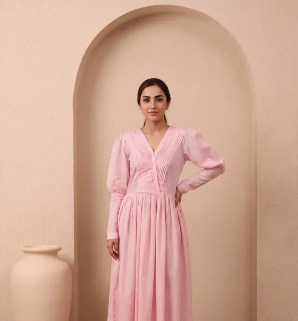 Pink_Pleated_Maxi_Dress_for_Women