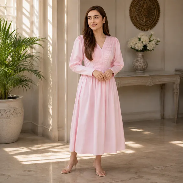 Pink_Pleated_Maxi_Dress_for_Women