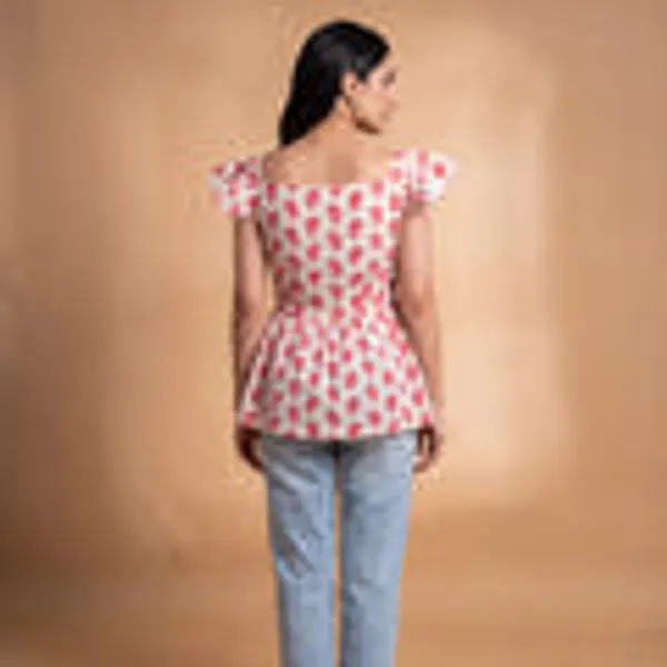 Ivory_Red_Block_Print_Cotton_Peplum_Top