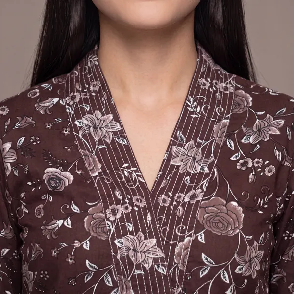 Brown_Floral_Print_Kurta_Set_for_Women