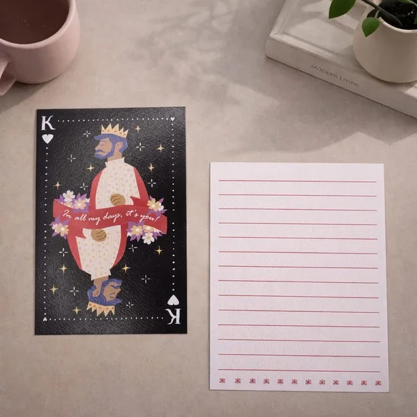 My_King_Hand-Illustrated_Black_Postcard_With_Envelope_Set_Of_3
