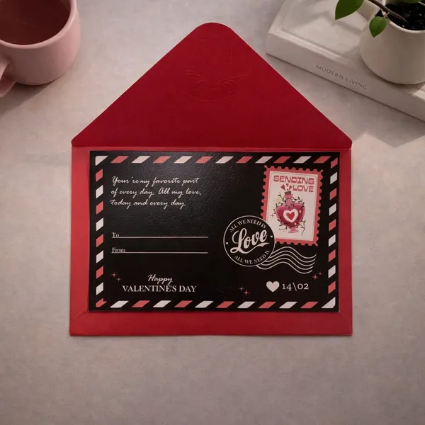 Black_Vintage_Postcard_With_Envelope