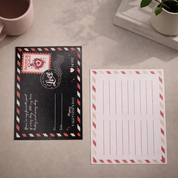 Black_Vintage_Postcard_With_Envelope