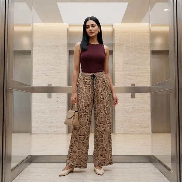 Brown_Snake_Print_Wide_Leg_Trousers_for_Women