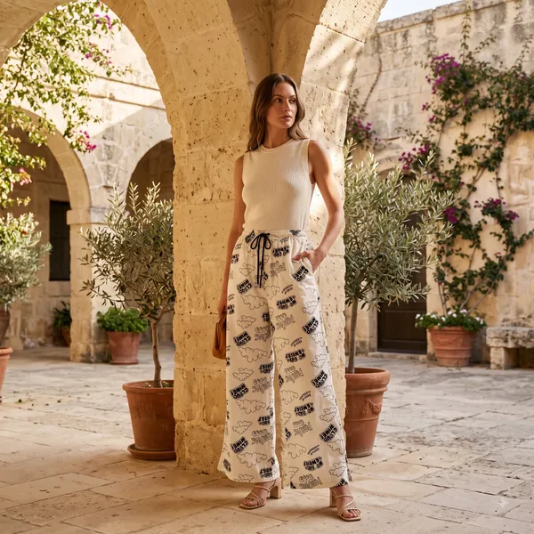 White_Printed_Wide_Leg_Pants_for_Women