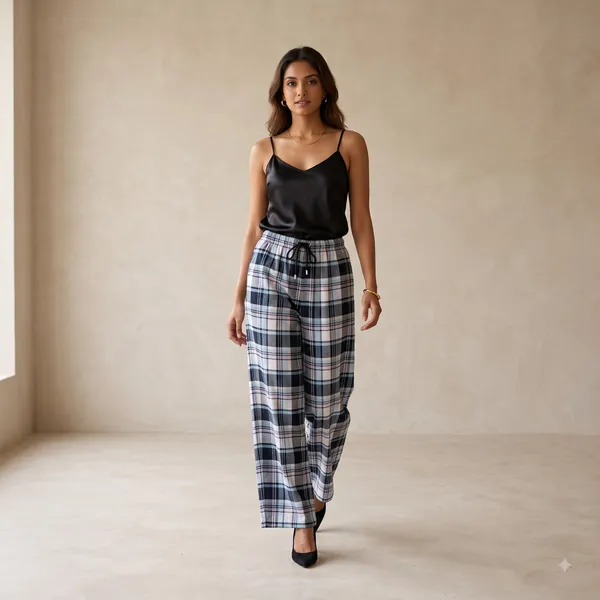 Blue_Plaid_Wide_Leg_Trousers_for_Women