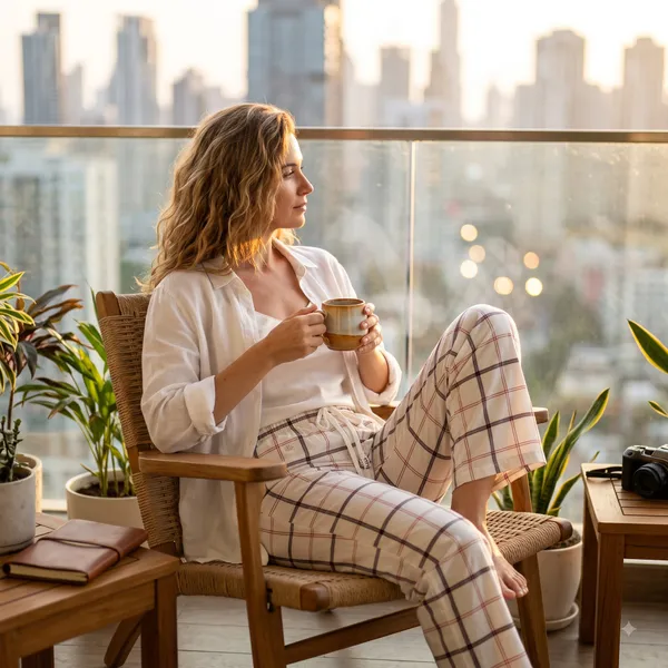 Cream_Plaid_Wide_Leg_Trousers_for_Women