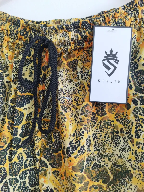 Yellow_Animal_Print_Flared_Pants_for_Women