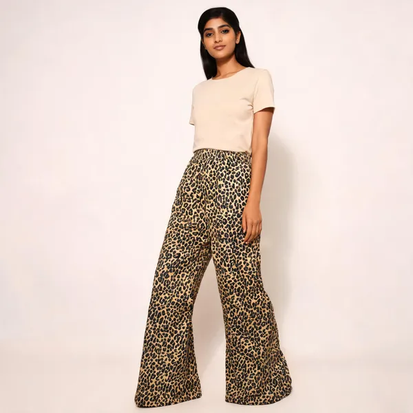 Brown_Rayon_Elastic_Waist_Leopard_Print_Skirt_For_Women