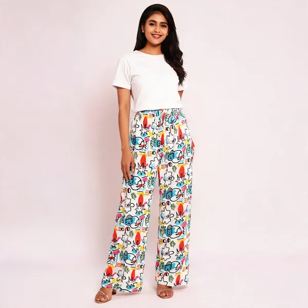 White_Rayon_Wide_Leg_Graphic_Print_Palazzo_Pant_For_Women