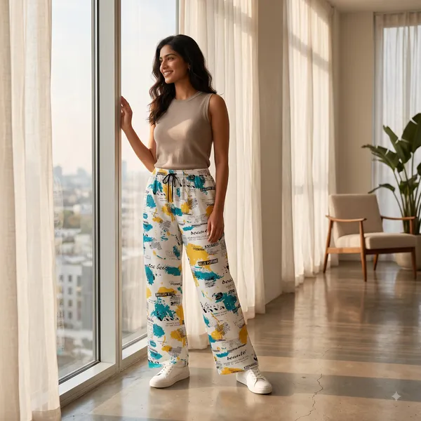 White_Rayon_Wide_Leg_Abstract_Print_Palazzo_Pant_For_Women