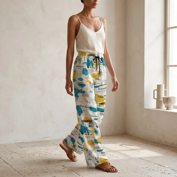 White_Rayon_Wide_Leg_Abstract_Print_Palazzo_Pant_For_Women