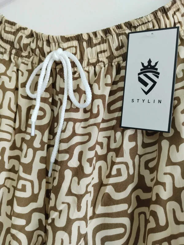 Beige_Abstract_Print_Elastic_Waist_Trousers